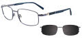 EasyClip EC493 With Magnetic Clip-On Lens Shiny Dark Steel Blue & Dark Blue (050) Eyeglasses - Color Image