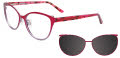 EasyClip EC498 With Magnetic Clip-On Lens Dark Pink & Steel with Polarized Clip on Lens (030) Eyeglasses - Color Image