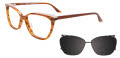 EasyClip EC511 With Magnetic Clip-On Lens Brown & Beige Marbled & Cream (010) Eyeglasses - Color Image