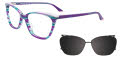 EasyClip EC511 With Magnetic Clip-On Lens Teal & Violet Marbled & Light Lilac with Polarized Clip on Lens (050) Eyeglasses - Color Image