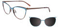 EasyClip EC515 With Magnetic Clip-On Lens Matt Blue & Matt Dark Brown (50) Eyeglasses - Color Image