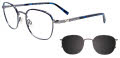 EasyClip EC517 With Magnetic Clip-On Lens Shiny Demi Blue & Dark Steel Grey with Polarized Clip on Lens (050) Eyeglasses - Color Image