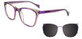 EasyClip EC519 With Magnetic Clip-On Lens Purple & Light Green Crystal & Purple with Polarized Clip on Lens (080) Eyeglasses - Color Image
