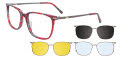 EasyClip EC520 With Magnetic Clip-On Lens Red & Black & Grey Marbled with Polarized Clip on Lens (030) Eyeglasses - Color Image