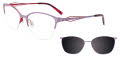 EasyClip EC521 With Magnetic Clip-On Lens Shiny Light Purple and Red with Polarized Clip on Lens (030) Eyeglasses - Color Image