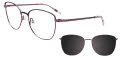EasyClip EC523 With Magnetic Clip-On Lens Plum & Dark Blue Marbled & Matt Light Steel Plum with Polarized Clip on Lens (080) Eyeglasses - Color Image