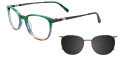EasyClip EC525 With Magnetic Clip-On Lens Green & Blue & Beige Marbled with Polarized Clip on Lens (060) Eyeglasses - Color Image