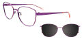 EasyClip EC534 With Magnetic Clip-On Lens Satin Purple & Light Pink with Polarized Clip on Lens (080) Eyeglasses - Color Image