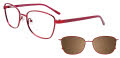 EasyClip EC535 With Magnetic Clip-On Lens Satin Pinkish Red with Polarized Clip on Lens (035) Eyeglasses - Color Image