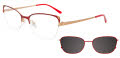 EasyClip EC539 With Magnetic Clip-On Lens Matt Red & Matt Gold with Polarized Clip on Lens (030) Eyeglasses - Color Image