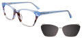 EasyClip EC542 With Magnetic Clip-On Lens Crystal Light Blue/Marbled Dark Brown/Light Blue with Polarized Clip on Lens (050) Eyeglasses - Color Image
