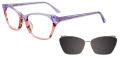EasyClip EC542 With Magnetic Clip-On Lens Crystal Light Purple & Marbled Pink with Polarized Clip on Lens (080) Eyeglasses - Color Image