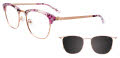 EasyClip EC544 With Magnetic Clip-On Lens Matte Rose Gold & Marbled Lilac & Crystal (030) Eyeglasses - Color Image