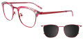 EasyClip EC544 With Magnetic Clip-On Lens Matte Red & Marbled Red & Crystal with Polarized Clip on Lens (035) Eyeglasses - Color Image