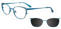 EasyClip EC557 with Magnetic Clip On Lens Matt Teal & Shiny Grey/Matt Teal (60) Eyeglasses - Color Image