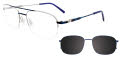 EasyClip EC561 With Magnetic Clip-On Lens Satin Blue Marbled & Silver (050) Eyeglasses - Color Image