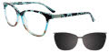EasyClip EC563 With Magnetic Clip-On Lens Crystal teal & Black Marbled & Demi Brown (060) Eyeglasses - Color Image