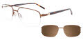 EasyClip EC565 With Magnetic Clip-On Lens Brown Brushed Metal & Black (010) Eyeglasses - Color Image