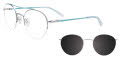 EasyClip EC574 With Magnetic Clip-On Lens Silver & Turquoise (060) Eyeglasses - Color Image