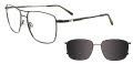 EasyClip EC579 With Magnetic Clip-On Lens Satin Steel Green & Matte Black (090) Eyeglasses - Color Image