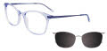 EasyClip EC583 With Magnetic Clip-On Lens Crystal Blue/Satin Blue (050) Eyeglasses - Color Image