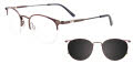 EasyClip EC587 With Magnetic Clip-On Lens Beige & Brown Stripes & Dark Steel/Dark Steel (020) Eyeglasses - Color Image