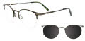 EasyClip EC587 With Magnetic Clip-On Lens Forest Green & Brown Stripes/Forest Green (060) Eyeglasses - Color Image