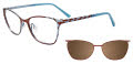 EasyClip EC591 With Magnetic Clip-On Lens Satin Brown & Blue (010) Eyeglasses - Color Image