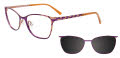 EasyClip EC591 With Magnetic Clip-On Lens Satin Purple & Pink Gold (080) Eyeglasses - Color Image