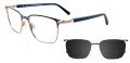 EasyClip EC592 With Magnetic Clip-On Lens Blue & Steel/ Matte Blue (050) Eyeglasses - Color Image