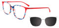 EasyClip EC598 With Magnetic Clip-On Lens Tortoise Red with Polarized Lens (030) Eyeglasses - Color Image