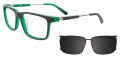 EasyClip EC599 With Magnetic Clip-On Lens Black & Green with Polarized Lens (090) Eyeglasses - Color Image