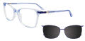 EasyClip EC602 With Magnetic Clip-On Lens Crystal Blue with Polarized Lens (050) Eyeglasses - Color Image