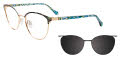 EasyClip EC610-With Magnetic Clip-On Lens Green & Gold / Green Multicolor (060) Eyeglasses - Color Image