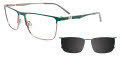 EasyClip EC616-With Magnetic Clip-On Lens Green & Steel (060) Eyeglasses - Color Image
