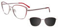 EasyClip EC619 with Magnetic Clip-On Lens Shiny Steel & Red (030) Eyeglasses - Color Image