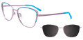 EasyClip EC619 with Magnetic Clip-On Lens Shiny Lt Lilac & Blue (080) Eyeglasses - Color Image