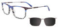 EasyClip EC627-With Magnetic Clip-On Lens Blue & Grey Tortoise/ Dark Steel (050)  Eyeglasses - Color Image