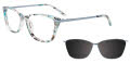 EasyClip EC628 with Magnetic Clip-On Lens Teal & Grey & Crystal / Sat Teal - 060 Eyeglasses - Color Image