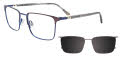 EasyClip EC631 With Magnetic Clip-On Lens Dark Grey / Satin Blue & Grey (20) Eyeglasses - Color Image