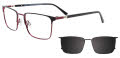 EasyClip EC631 With Magnetic Clip-On Lens Black / Satin Burgundy & Black (90) Eyeglasses - Color Image