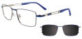 EasyClip EC638 With Magnetic Clip-On Lens Navy Blue & Silver (050) Eyeglasses - Color Image