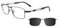 EasyClip EC638 With Magnetic Clip-On Lens Black & Steel (090) Eyeglasses - Color Image