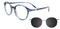 EasyClip EC647 With Magnetic Clip-On Lens Marble Blue Grey & Blue (050) Eyeglasses - Color Image