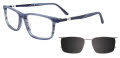 EasyClip EC648 With Magnetic Clip-On Lens Matt Marble Blue / Blue (050) Eyeglasses - Color Image