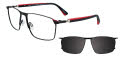 EasyClip EC652 with Magnetic Clip On Lens Black & Red (90) Eyeglasses - Color Image