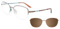 EasyClip EC661 With Magnetic Clip-On Lens Light Brown & Light Blue (010) Eyeglasses - Color Image
