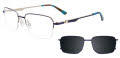 EasyClip EC662 with Magnetic Clip On Lens Blue & Light Gold (050) Eyeglasses - Color Image