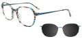 EasyClip EC676 With Magnetic Clip-On Lens Teal & Pink Tortoise / Teal (060) Eyeglasses - Color Image