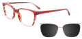 EasyClip EC680 with Magnetic Clip On Lens Trans Red & Marble Brown & Pink (30) Eyeglasses - Color Image
